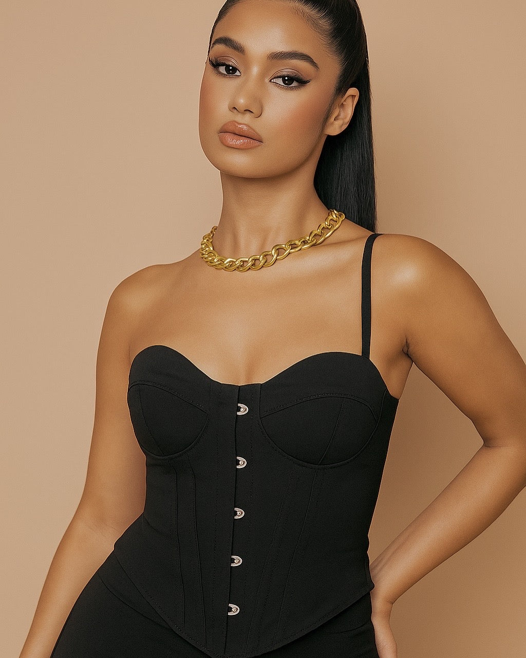 FOUND YOU ONE-SHOULDER CORSETED TOP