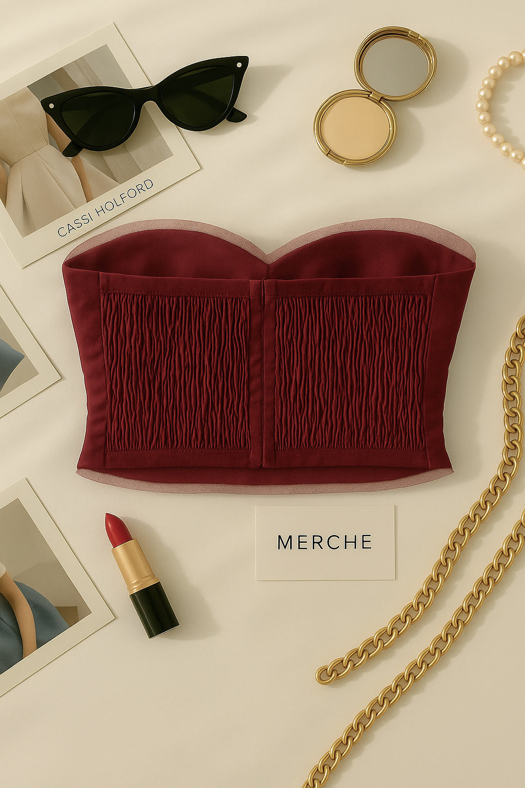 STAND BY ME PADDED MESH RED BANDEAU TOP