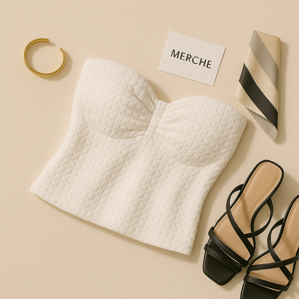 PERFECT PIXIE WHITE PADDED TEXTURED TOP