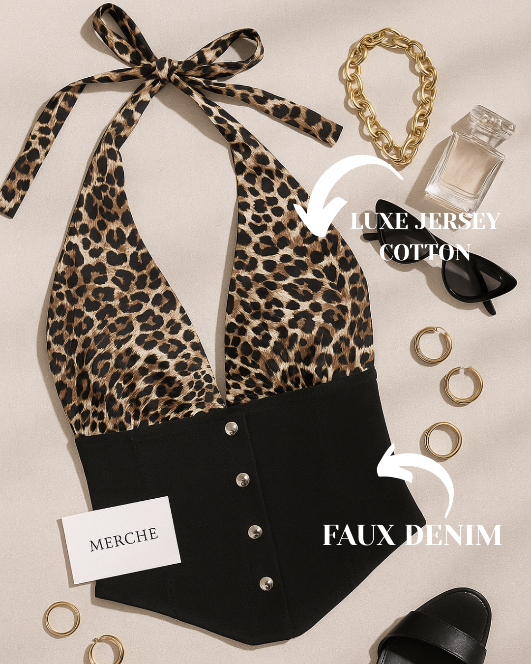 ROAR IN MERCHE HALTERNECK TOP