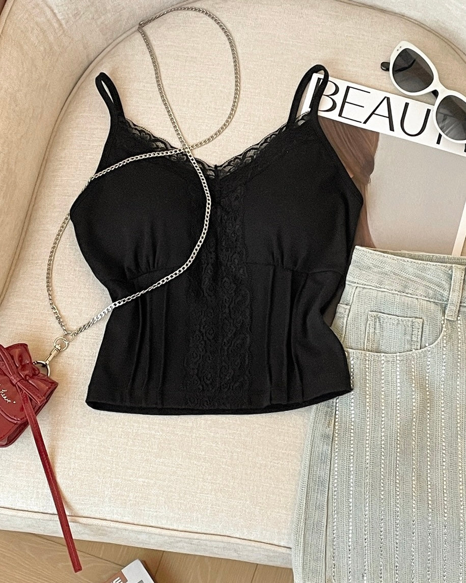 PICTURE TO BURN BLACK LACE CAMI TOP