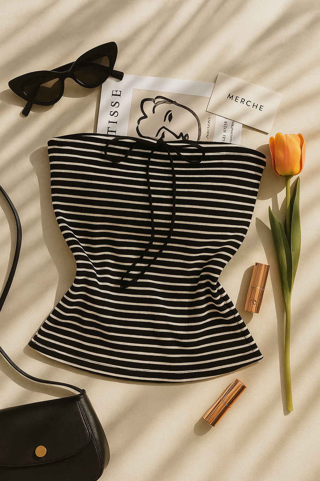LINES DONT LIE PADDED STRIPED BANDEAU TOP
