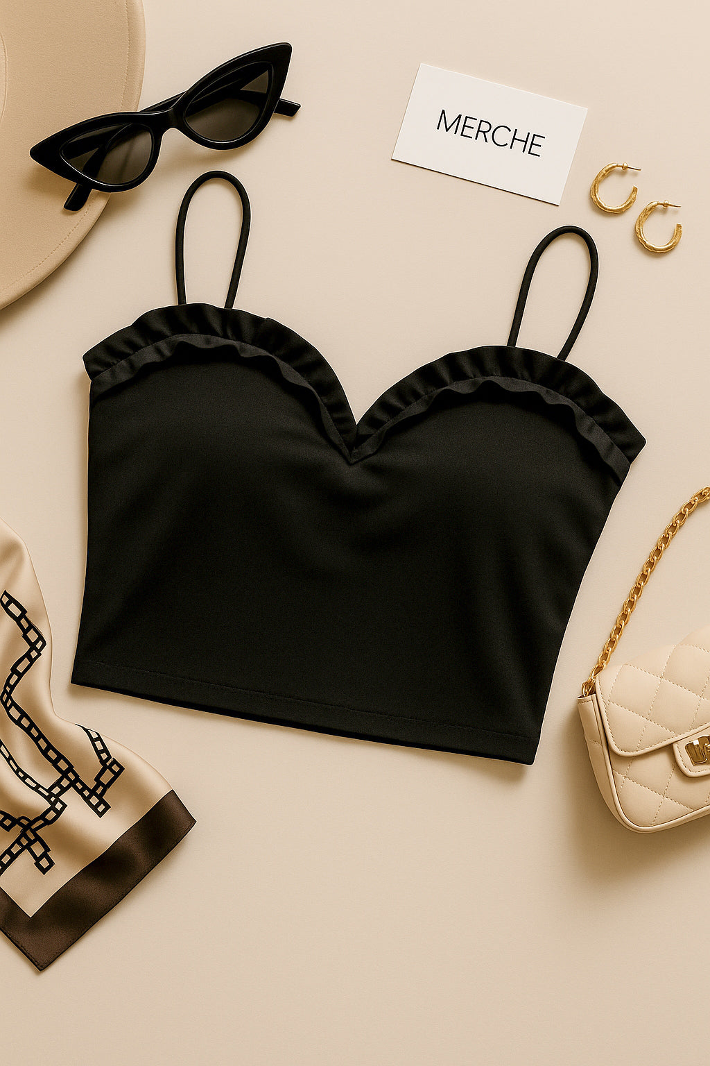 SEEN ME YET PADDED BLACK CAMI TOP