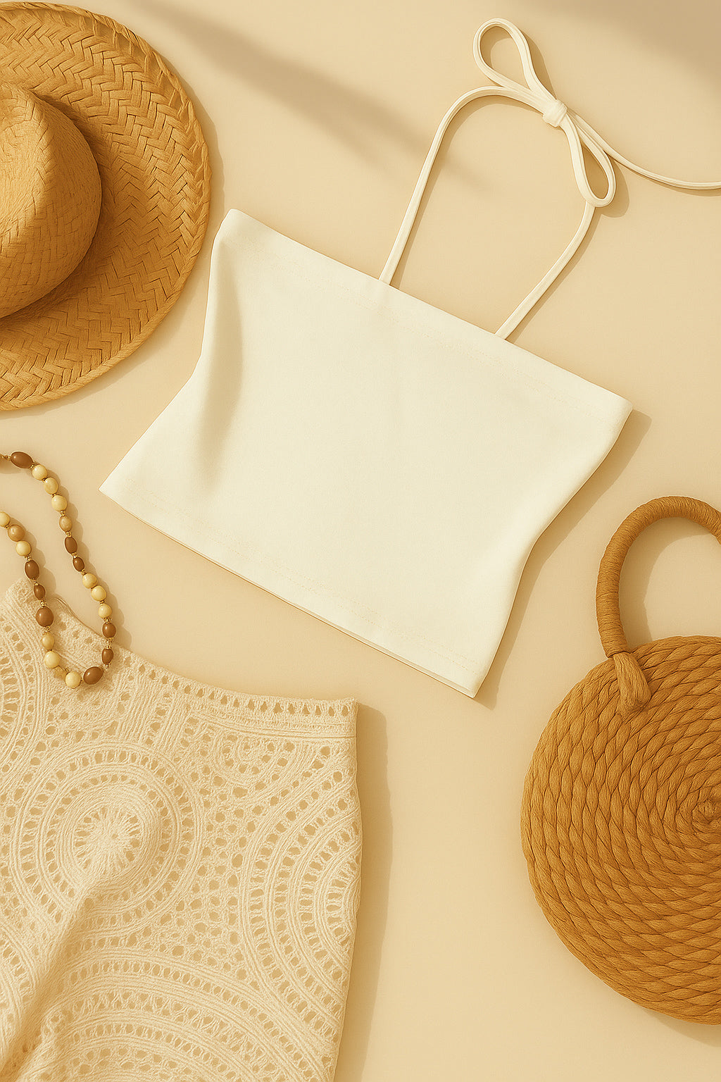 GIRLY MOOD WHITE HALTERNECK BANDEAU TOP