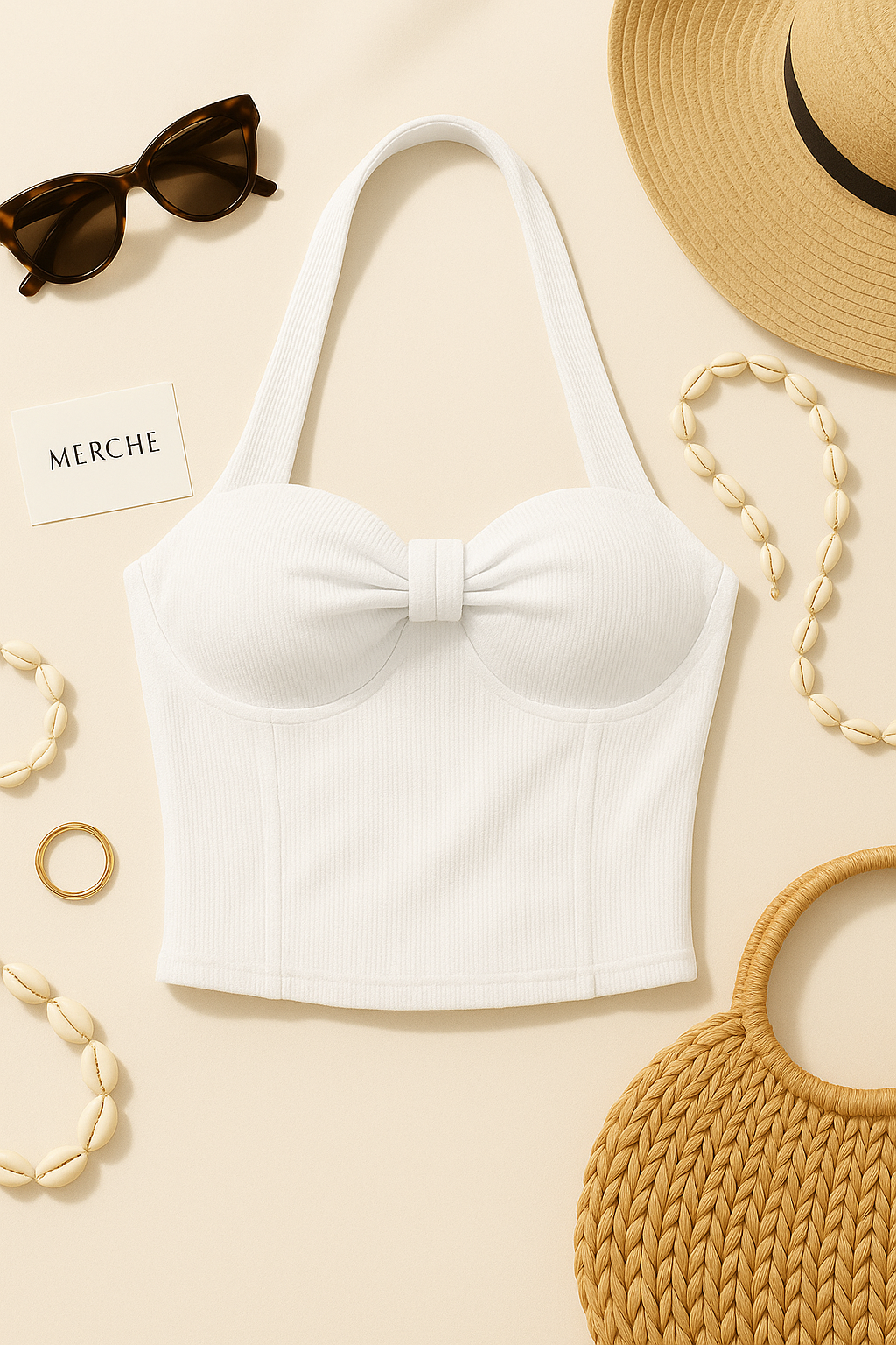 GODDESS ALERT PADDED WHITE HALTERNECK TOP