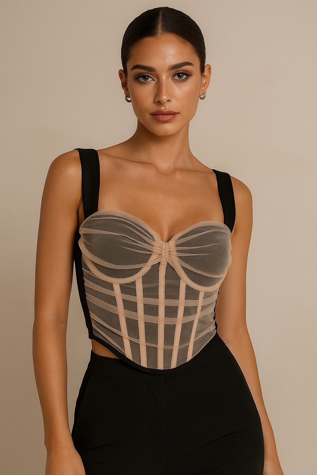 REVENGE MOOD PADDED BONING MESH CORSETRY TOP