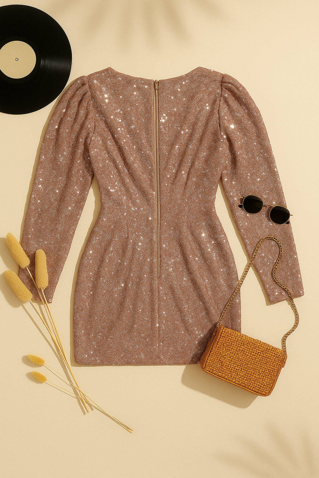 VINYL SPINS LUXE EMBELLISHED DRESS