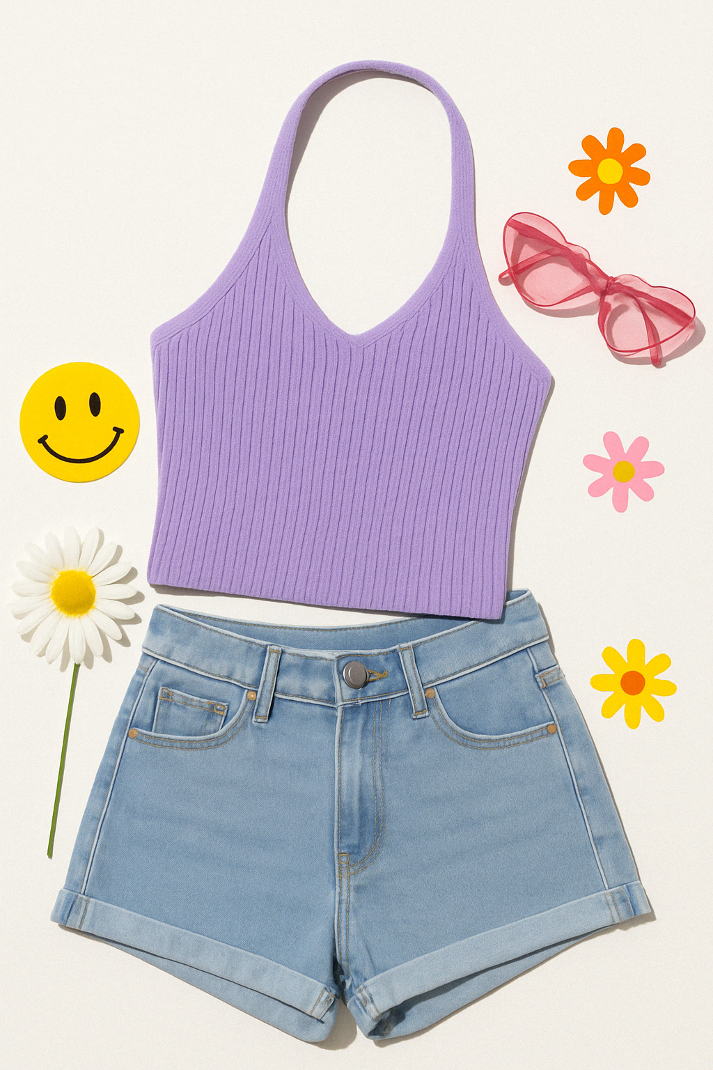 SUMMER ESCAPE LILAC HALTERNECK TOP