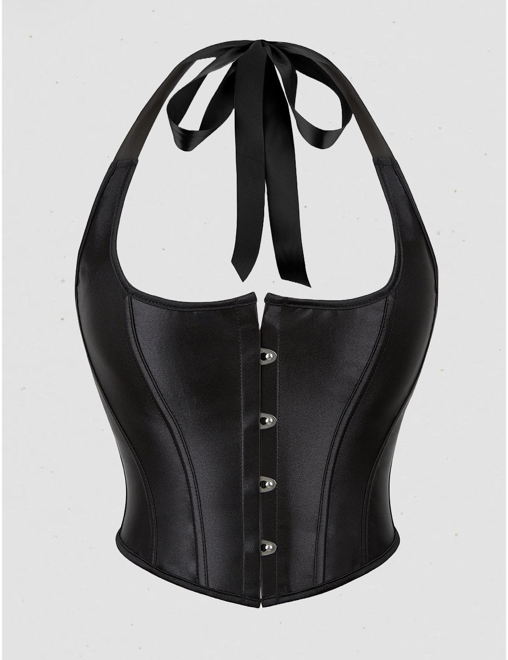 BAY OF GLAM BONING DETAIL CORSETRY HALTERNECK TOP