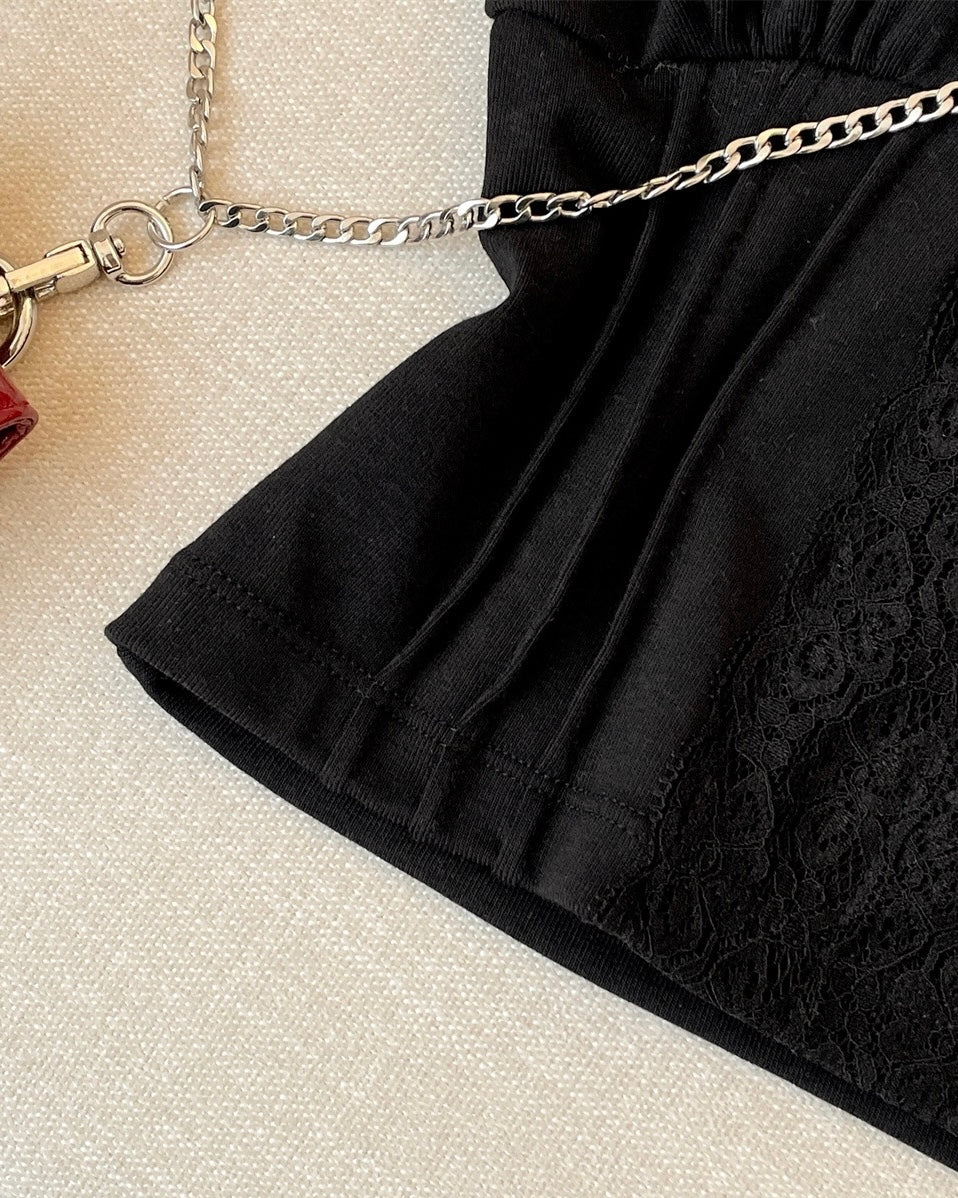 PICTURE TO BURN BLACK LACE CAMI TOP