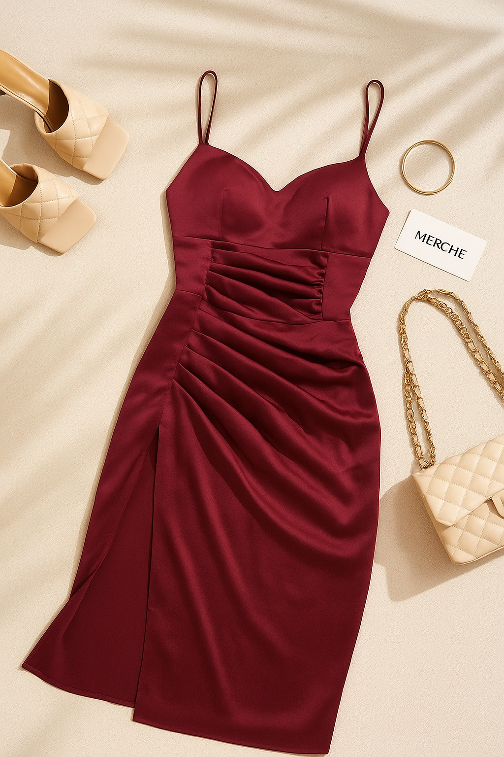 MILLENNIAL QUEEN MAROON SLIT DRESS