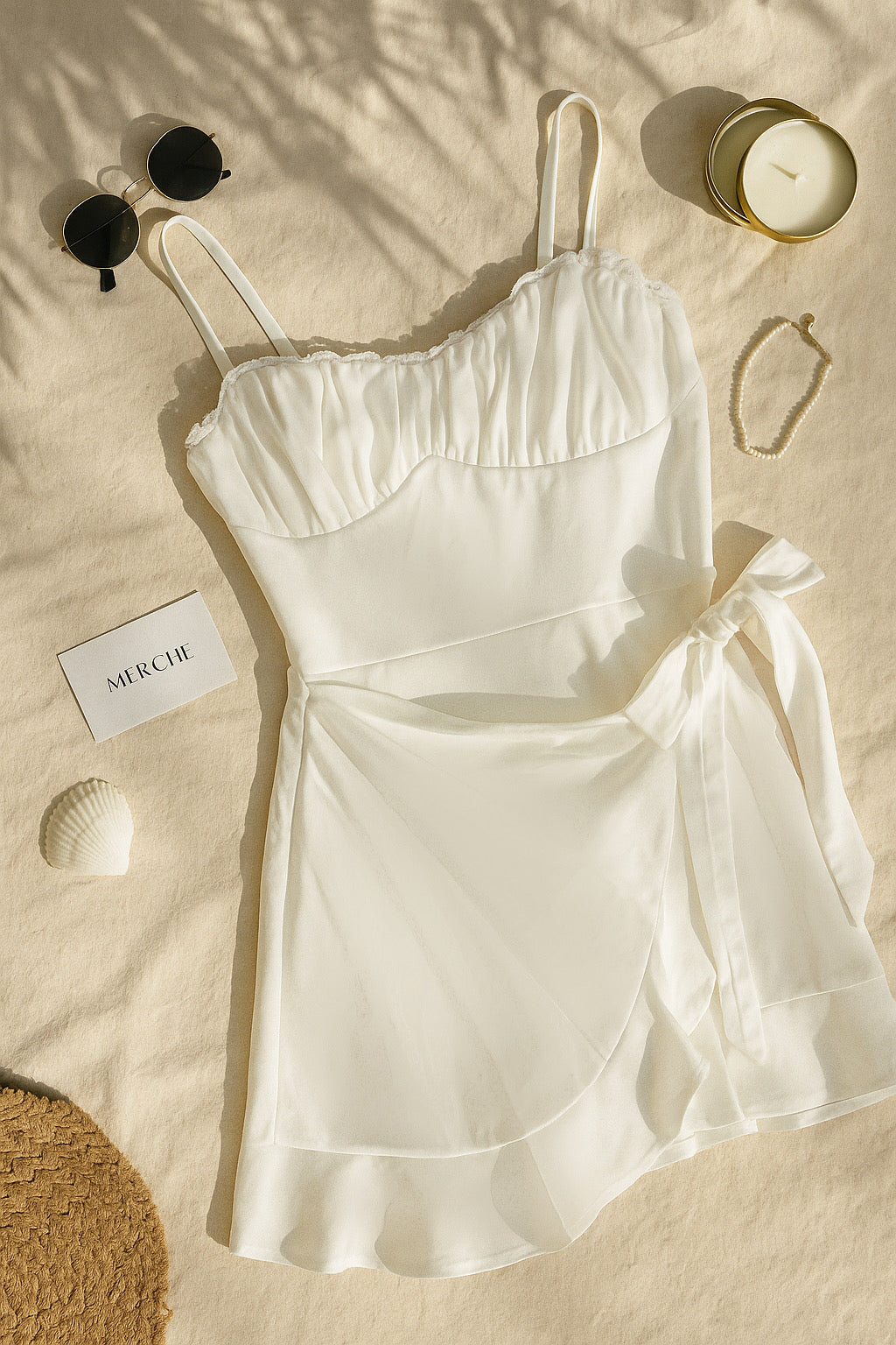 BAYSHORE WHITE WRAP DRESS