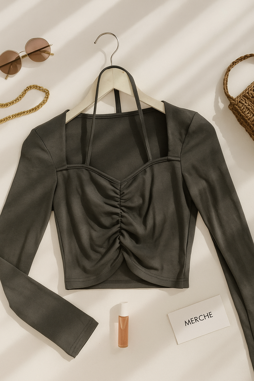 SPELLBOUND GREY TIE-UP TOP