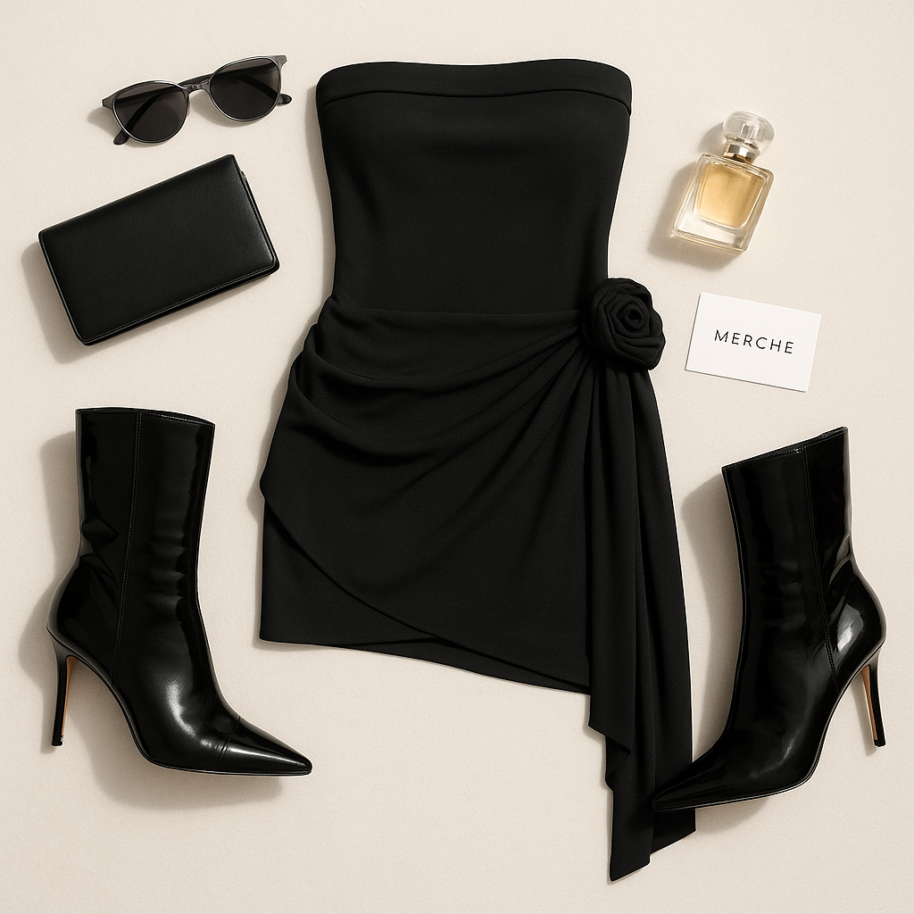 ROMEO CALL JULIET BLACK BANDEAU DRESS