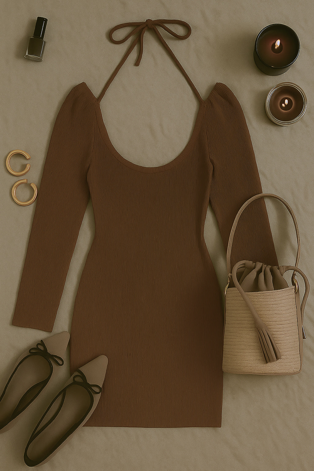MOCHA FLAME BROWN DRESS