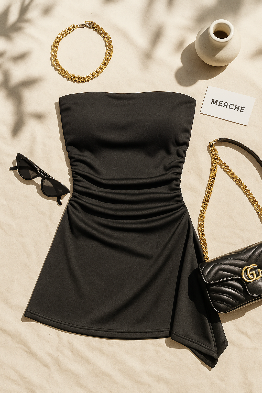MIMOSA TIME BLACK MINI DRESS