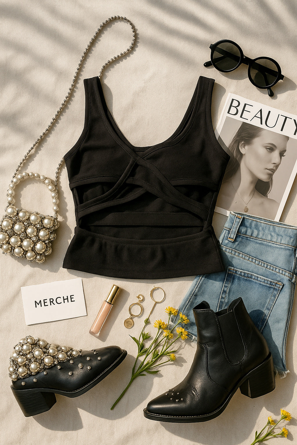 BASIC BAE BLACK PADDED CAMI TOP