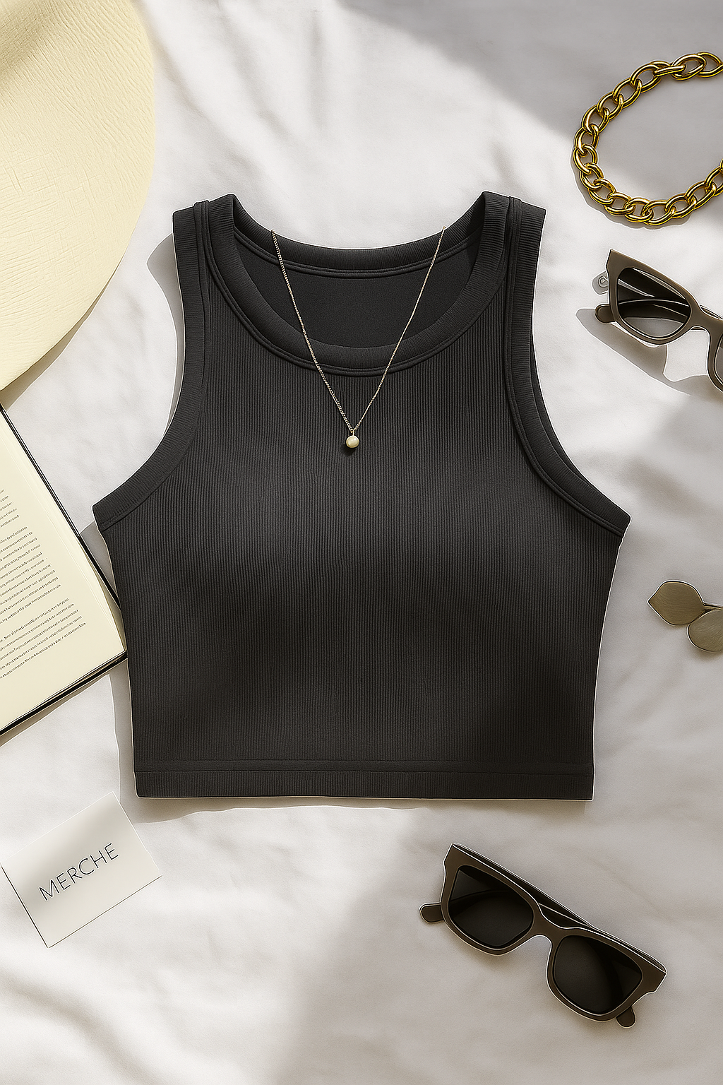 COFFEE HANGS PADDED BUCKLE GREY TANK TOP