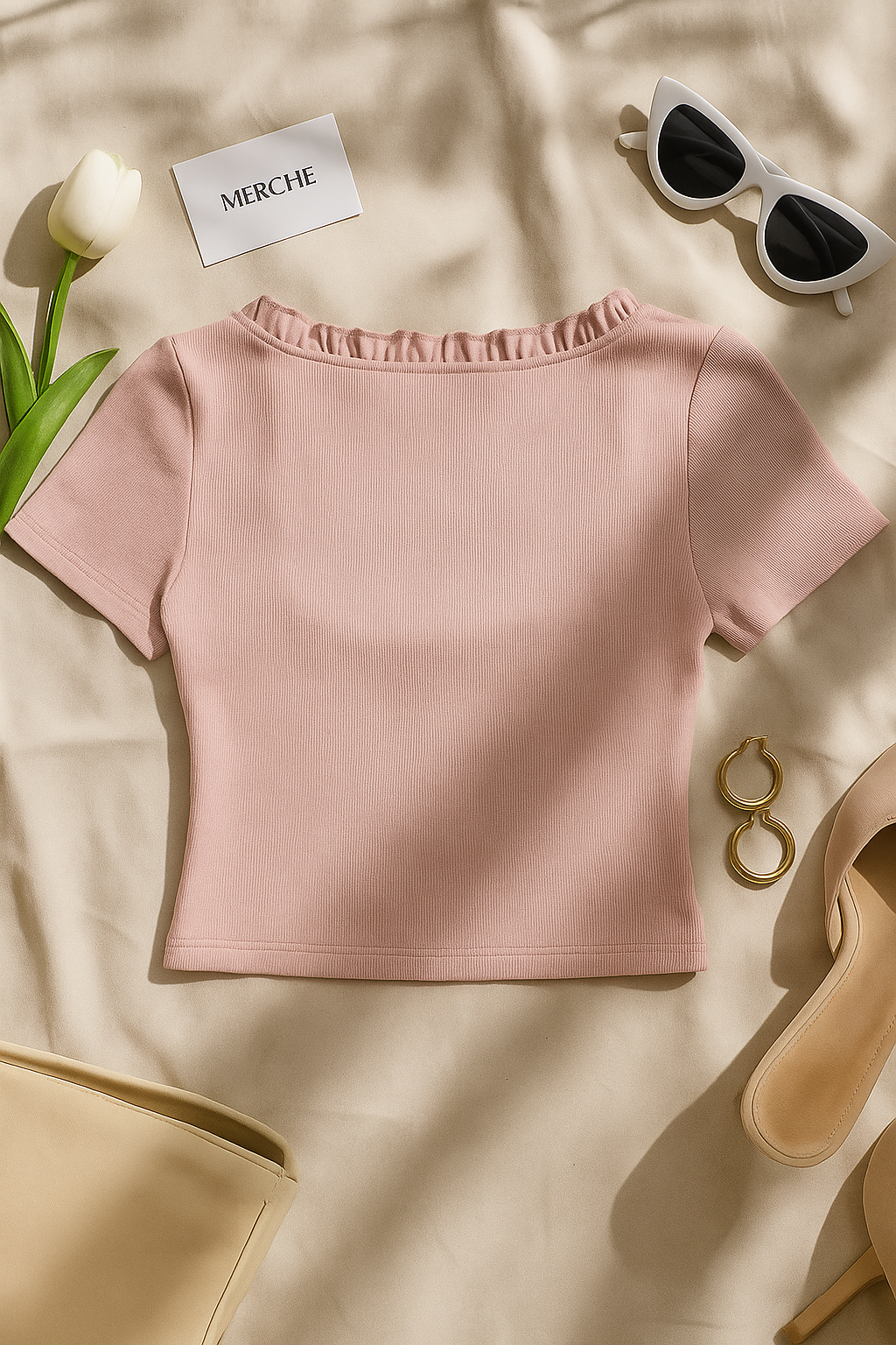 CUTE MUSE PINK LACE-UP TOP
