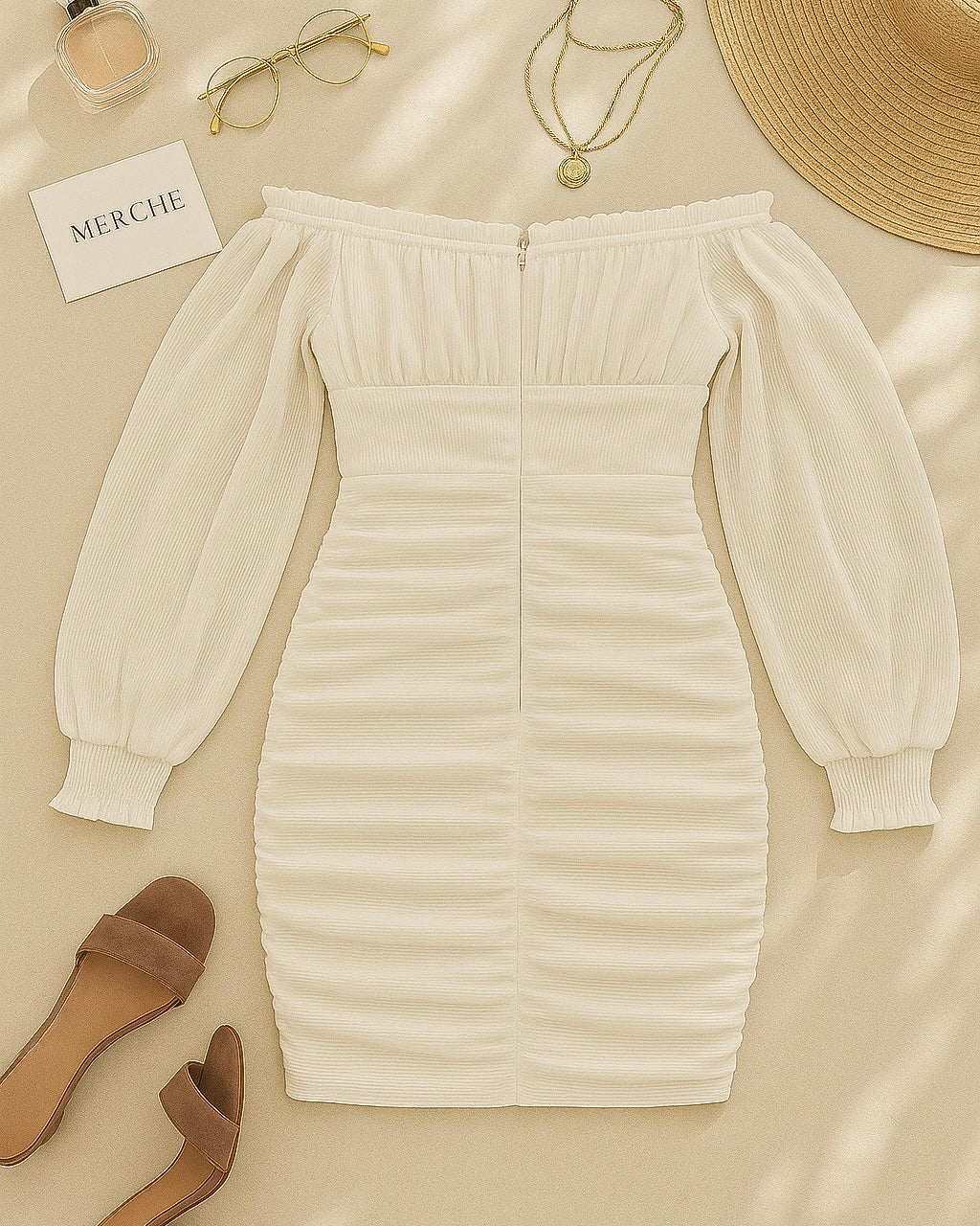 CATCHING SUNSETS WHITE OFF-SHOULDER DRESS