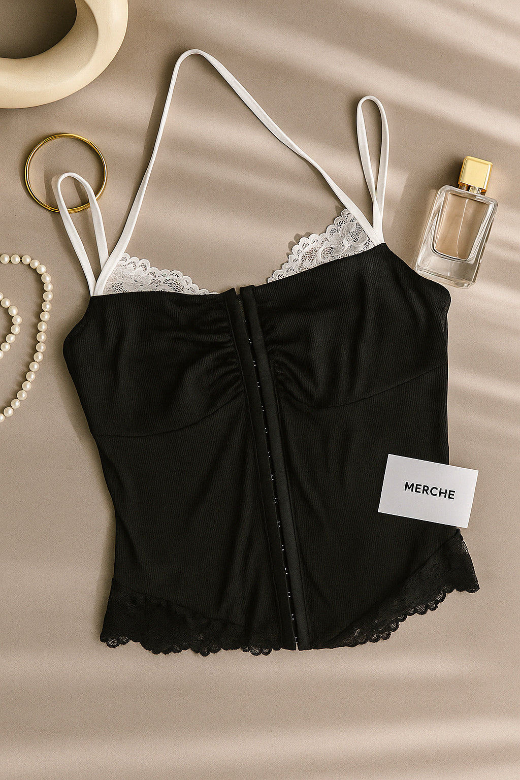 HOOKED ON YOU BLACK STRAPPY TOP