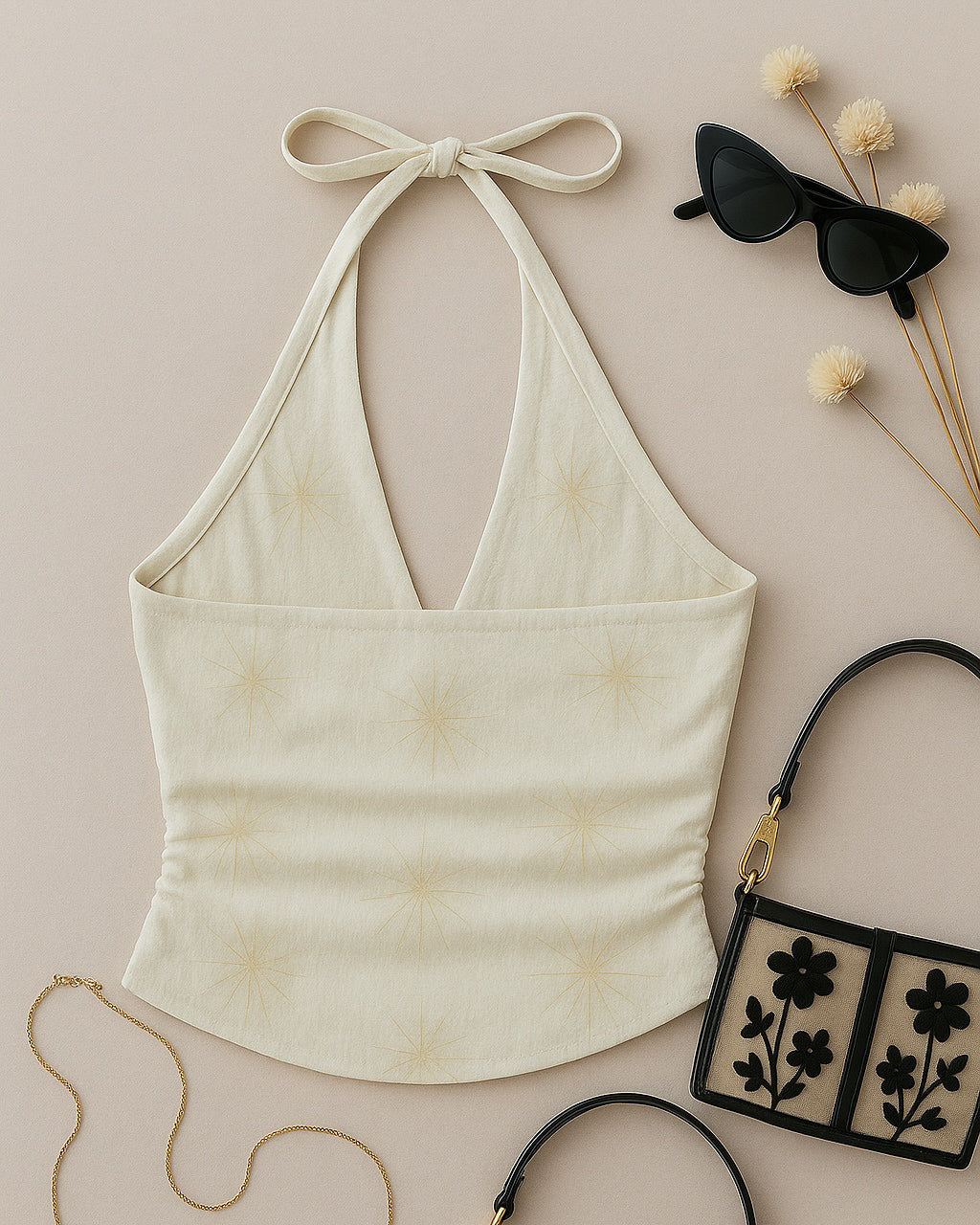SUN DRENCHED LUXE HALTERNECK TOP