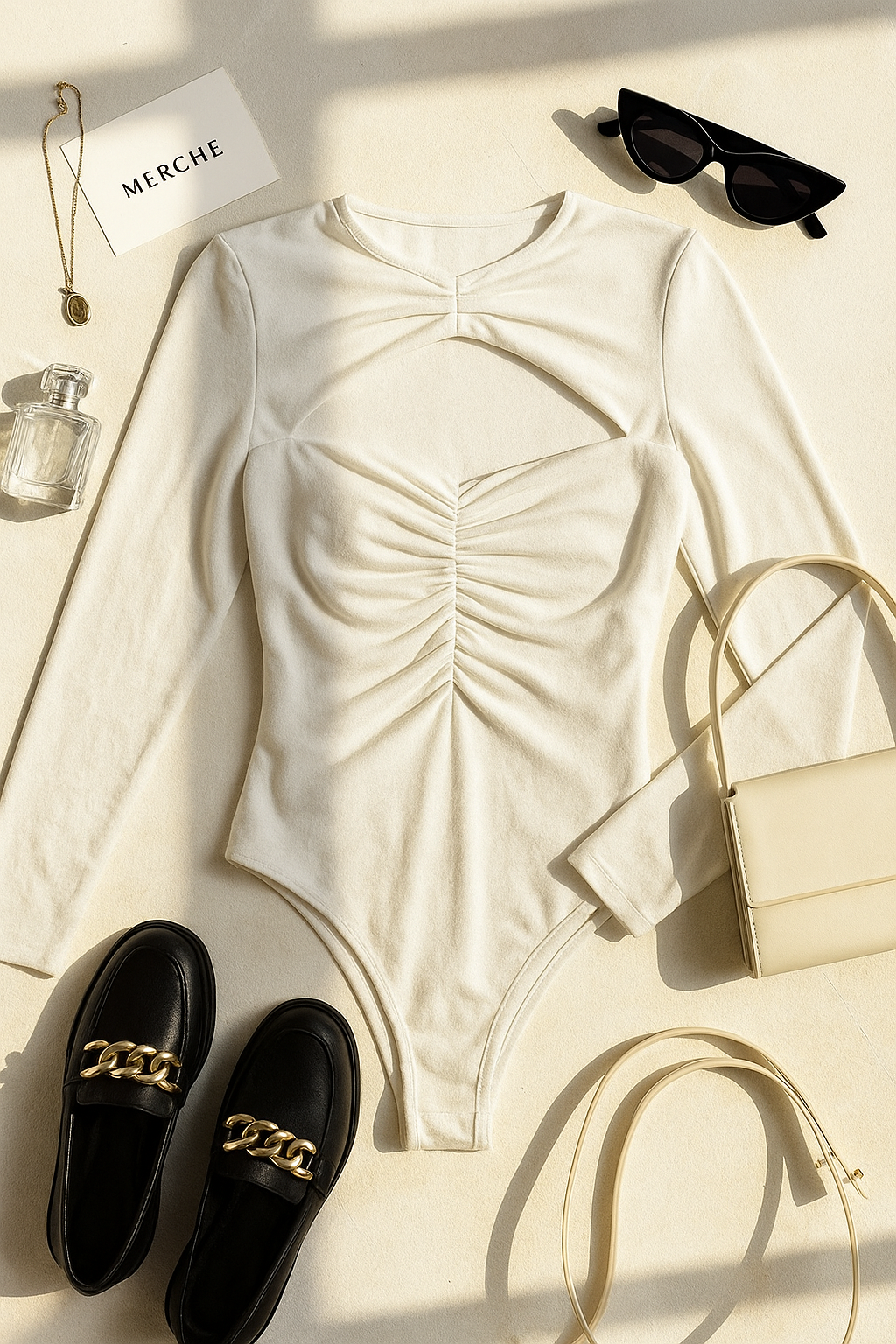 LOST MY HEART WHITE CUT-OUT BODYSUIT