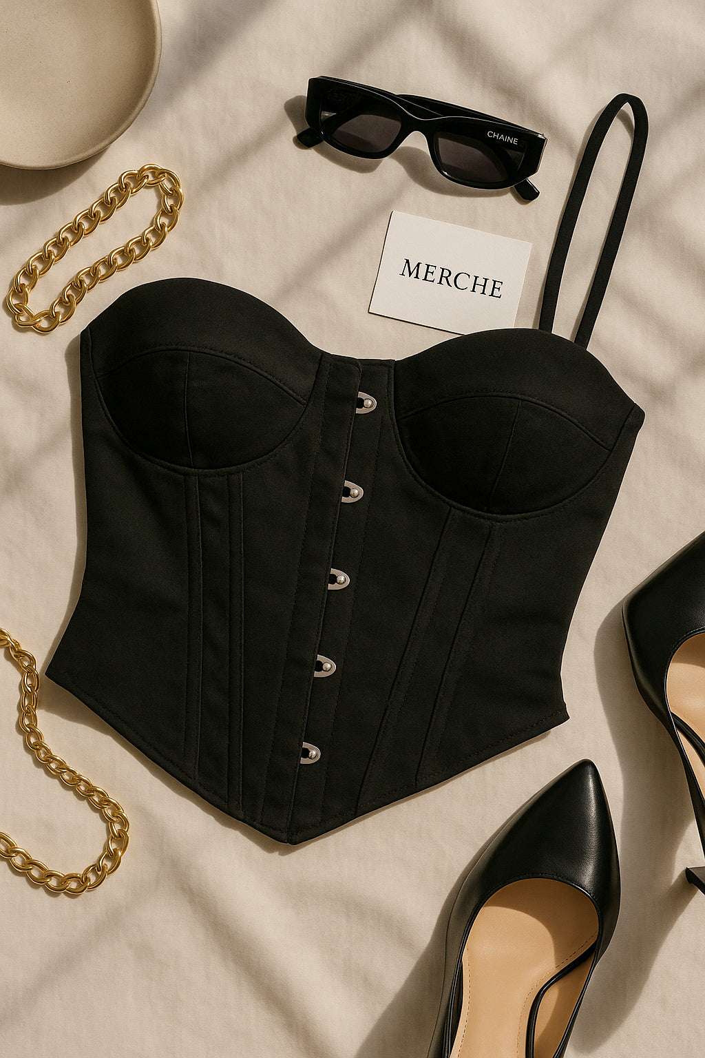 FOUND YOU ONE-SHOULDER CORSETED TOP