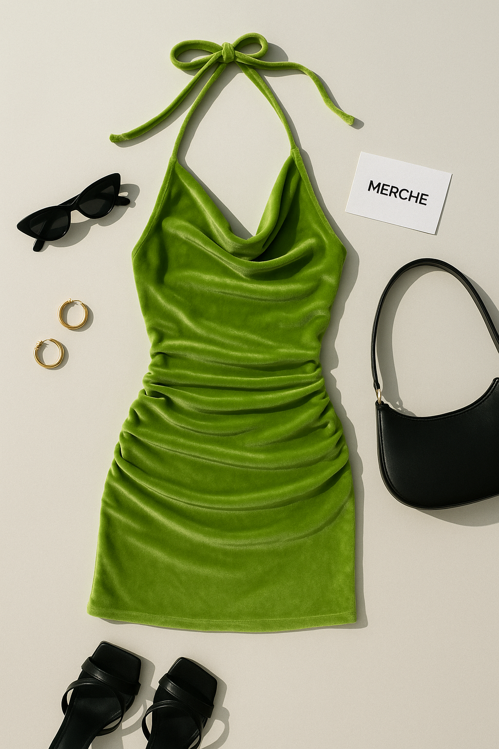 LIMONCELLO NIGHTS LUXE VELOUR HALTERNECK DRESS