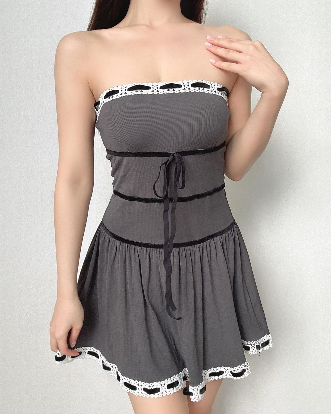 HUNNY BUNNY GREY BANDEAU DRESS