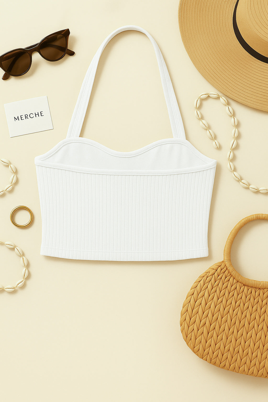 GODDESS ALERT PADDED WHITE HALTERNECK TOP