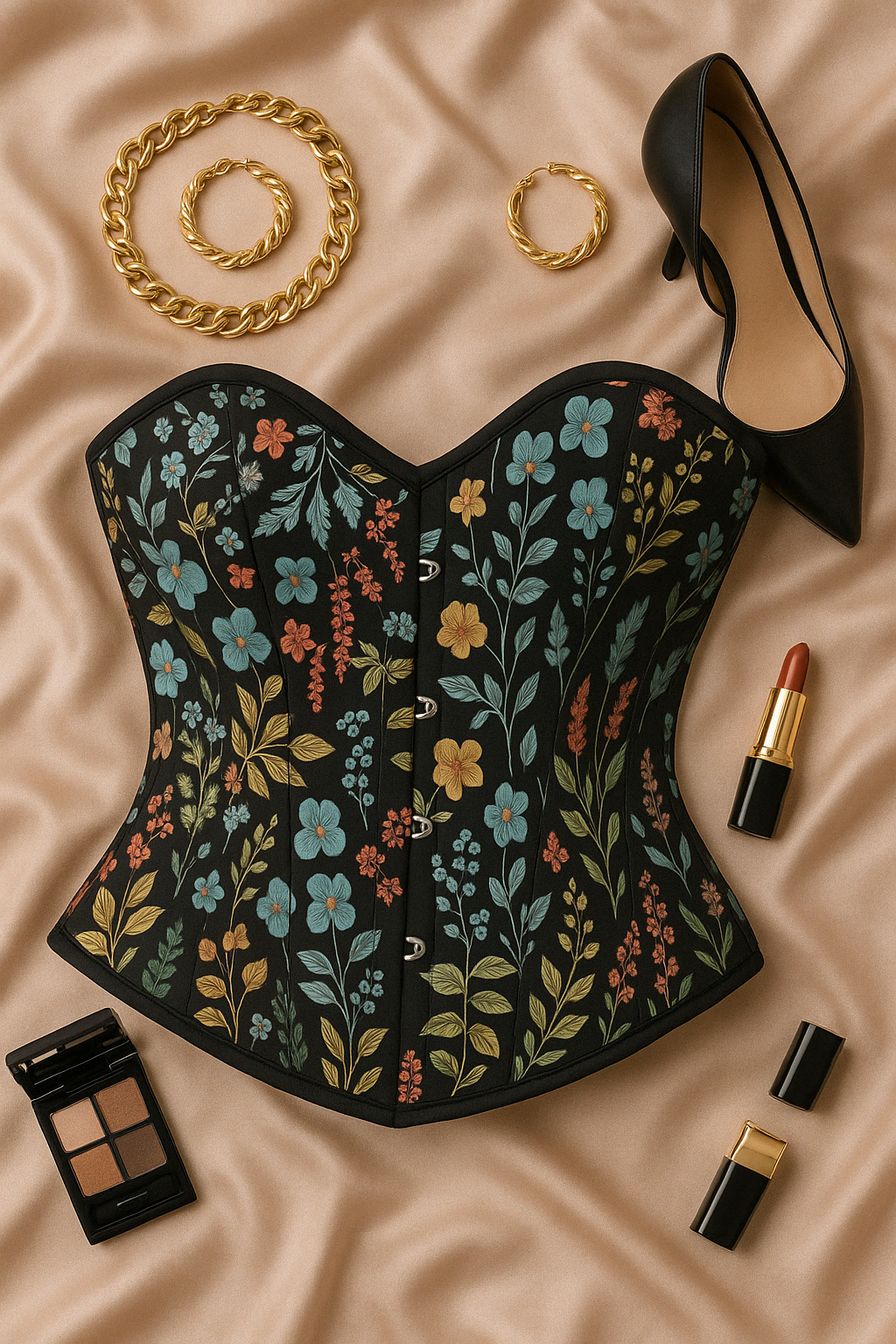 BE MINE BLACK FLORAL CORSET