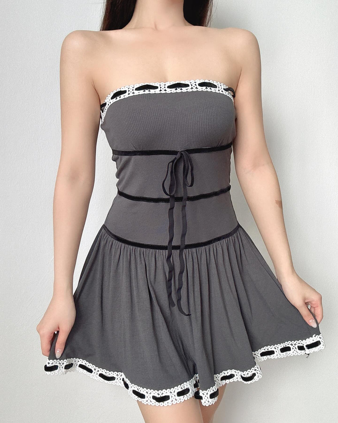 HUNNY BUNNY GREY BANDEAU DRESS