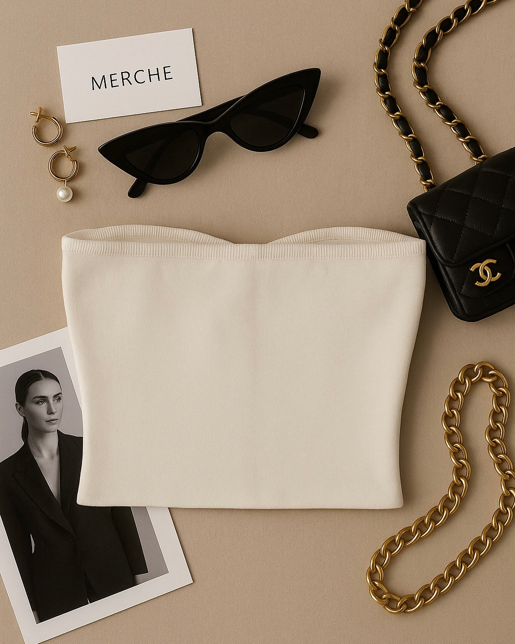CITY GRIND EMBELLISHED WHITE BANDEAU TOP