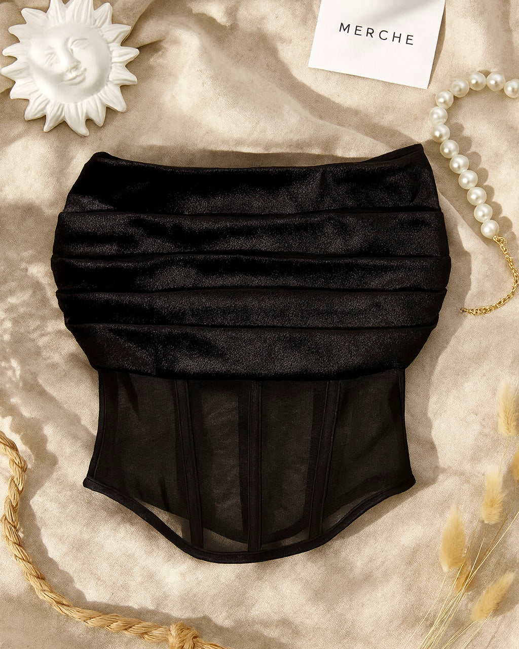 ETERNALLY YOURS DRAPED LUXE BLACK CORSET