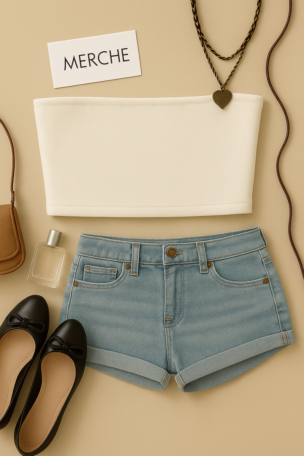 EVERYDAY HERO FAUX DENIM BANDEAU TOP