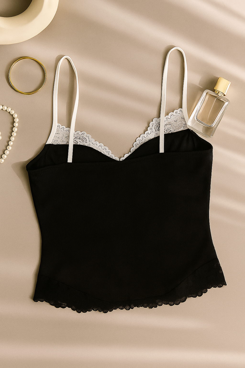 HOOKED ON YOU BLACK STRAPPY TOP