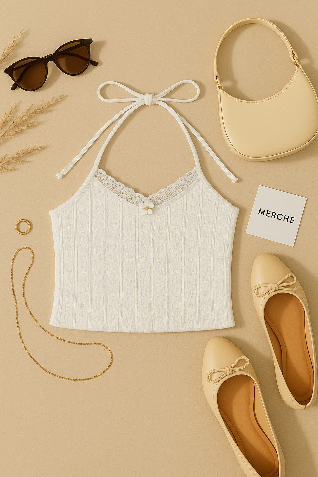 SWEET BERRY WHITE HALTERNECK TOP