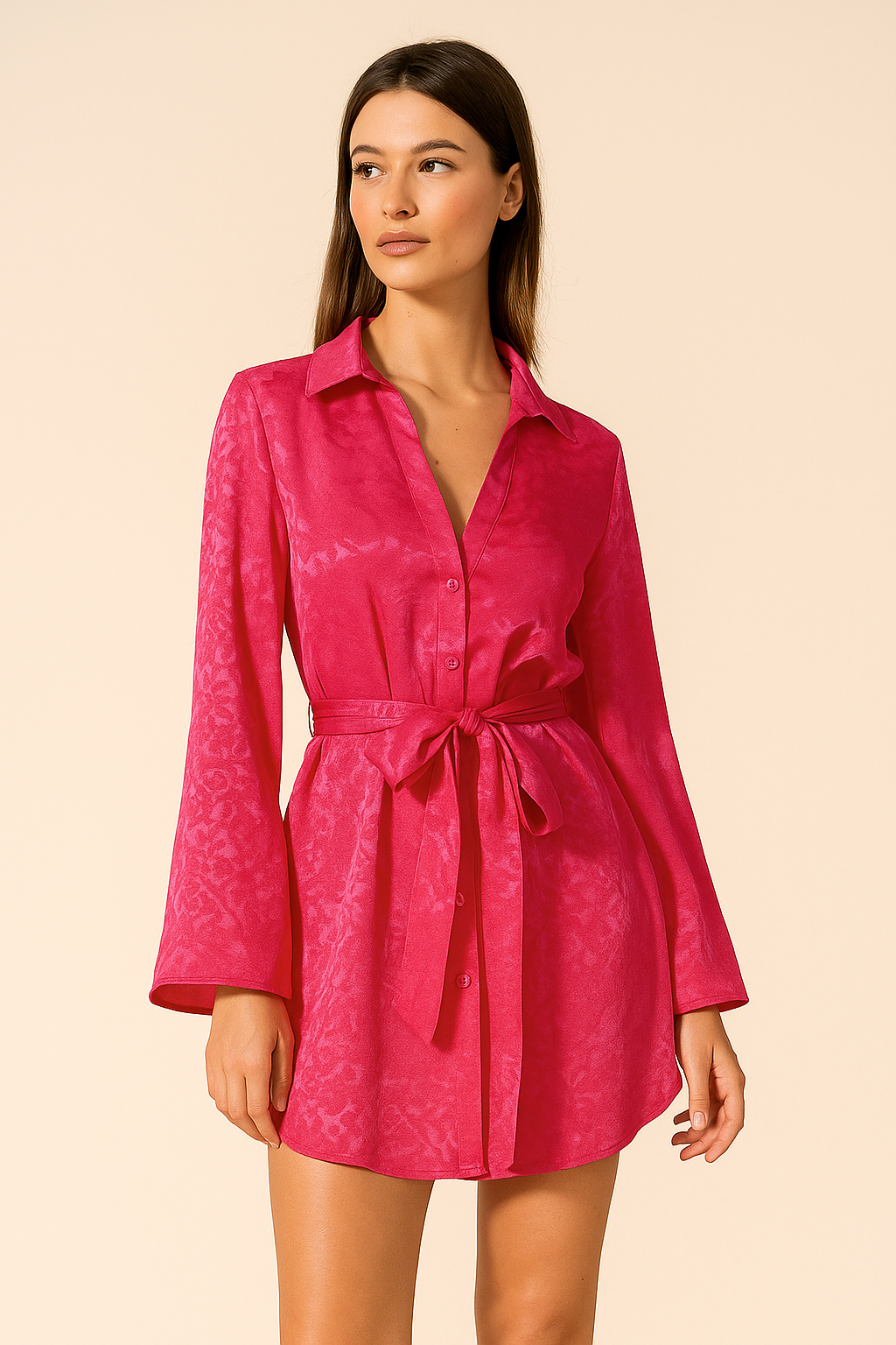 HOTLINE LUXE SATIN SHIRT DRESS