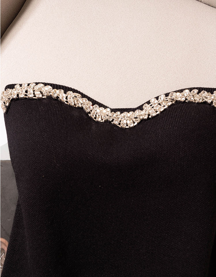 CITY GRIND EMBELLISHED BLACK BANDEAU TOP