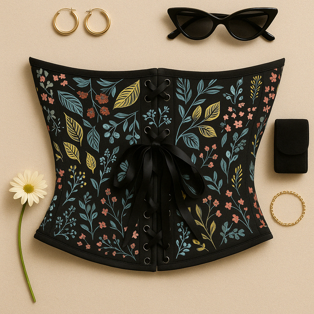 BE MINE BLACK FLORAL CORSET