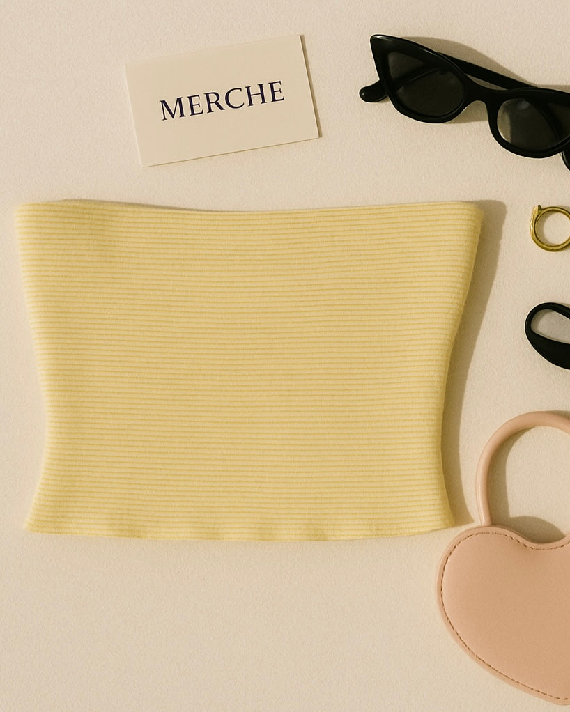 LONG LOST LOVER STRIPED BANDEAU TOP