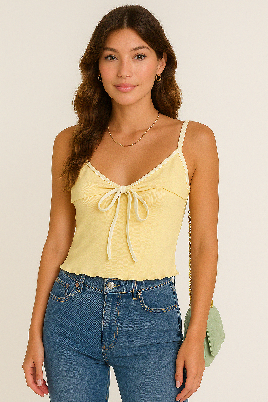 NEVER FRIENDS PADDED YELLOW CAMI TOP