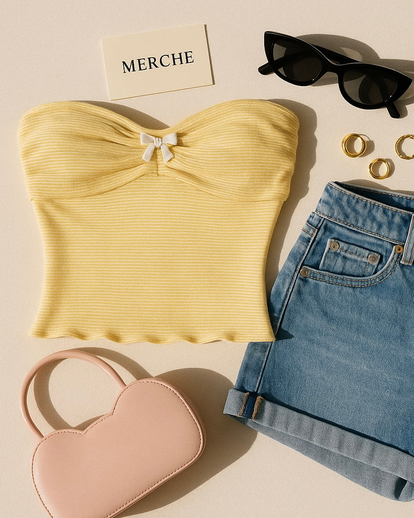 LONG LOST LOVER STRIPED BANDEAU TOP