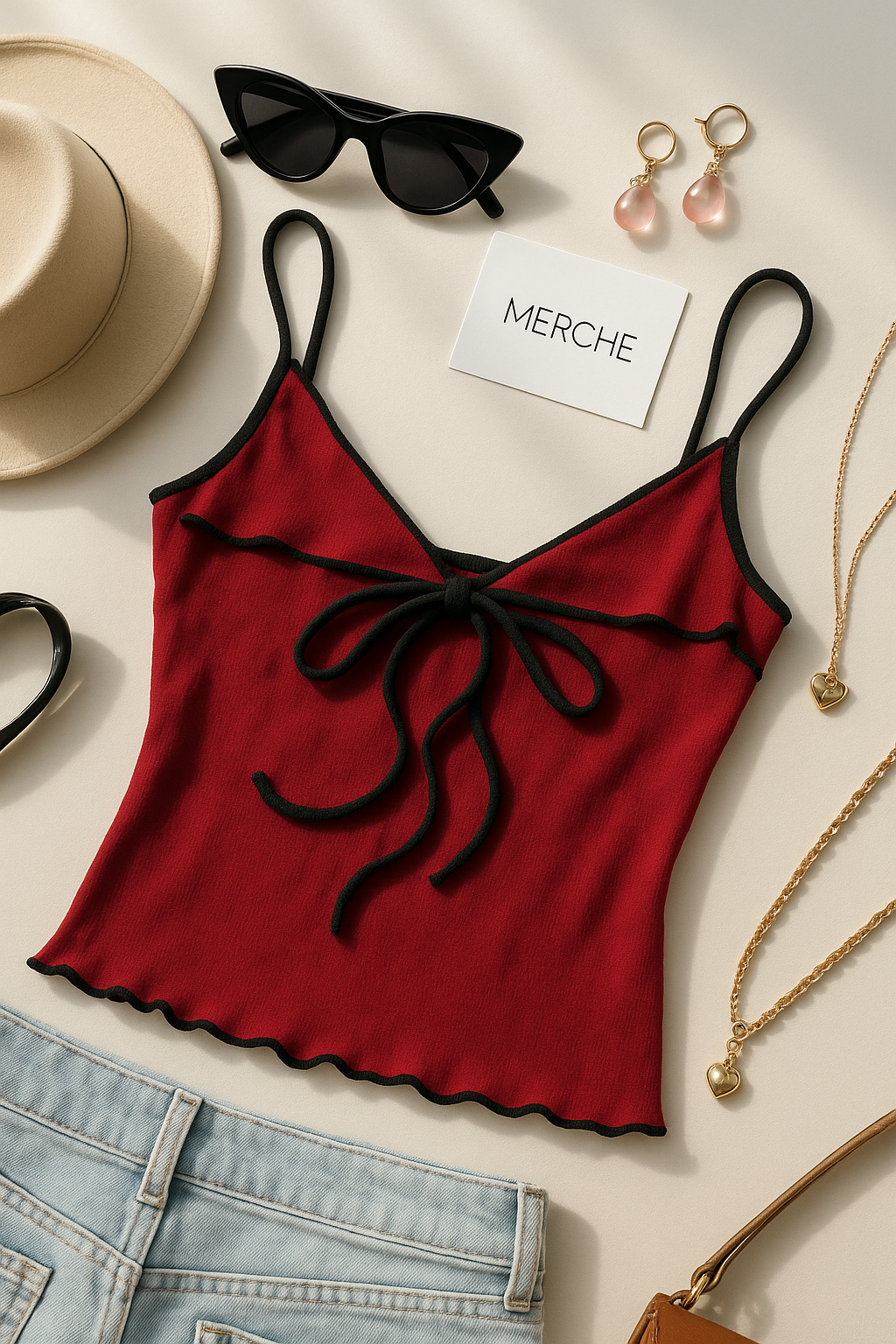 NEVER FRIENDS RED CAMI TOP