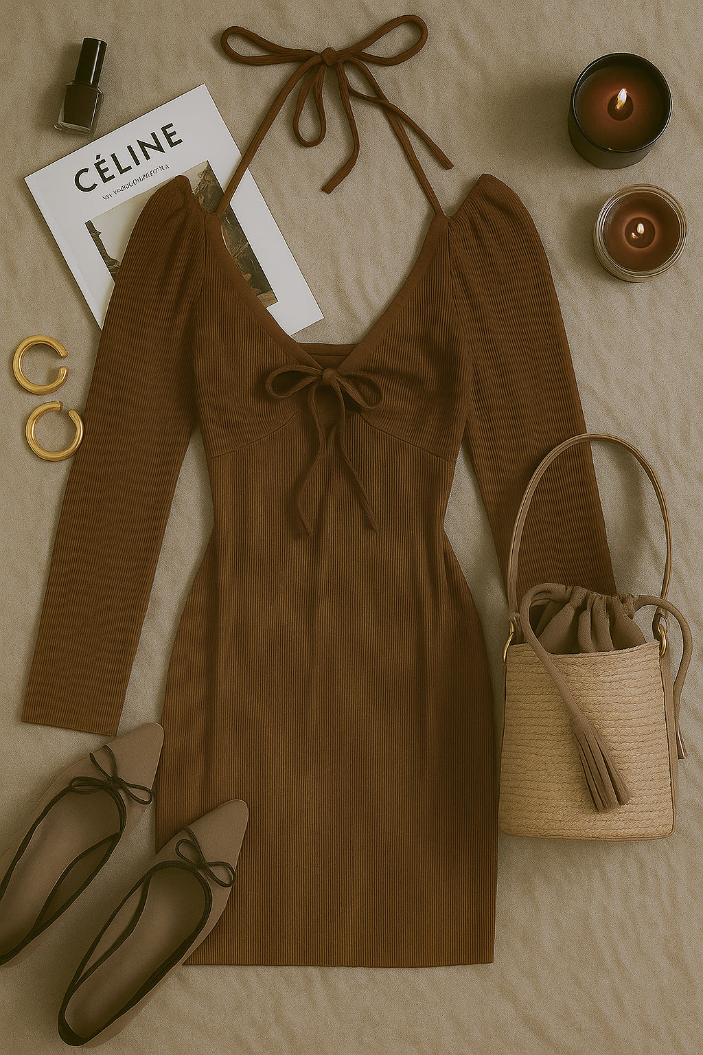 MOCHA FLAME BROWN DRESS