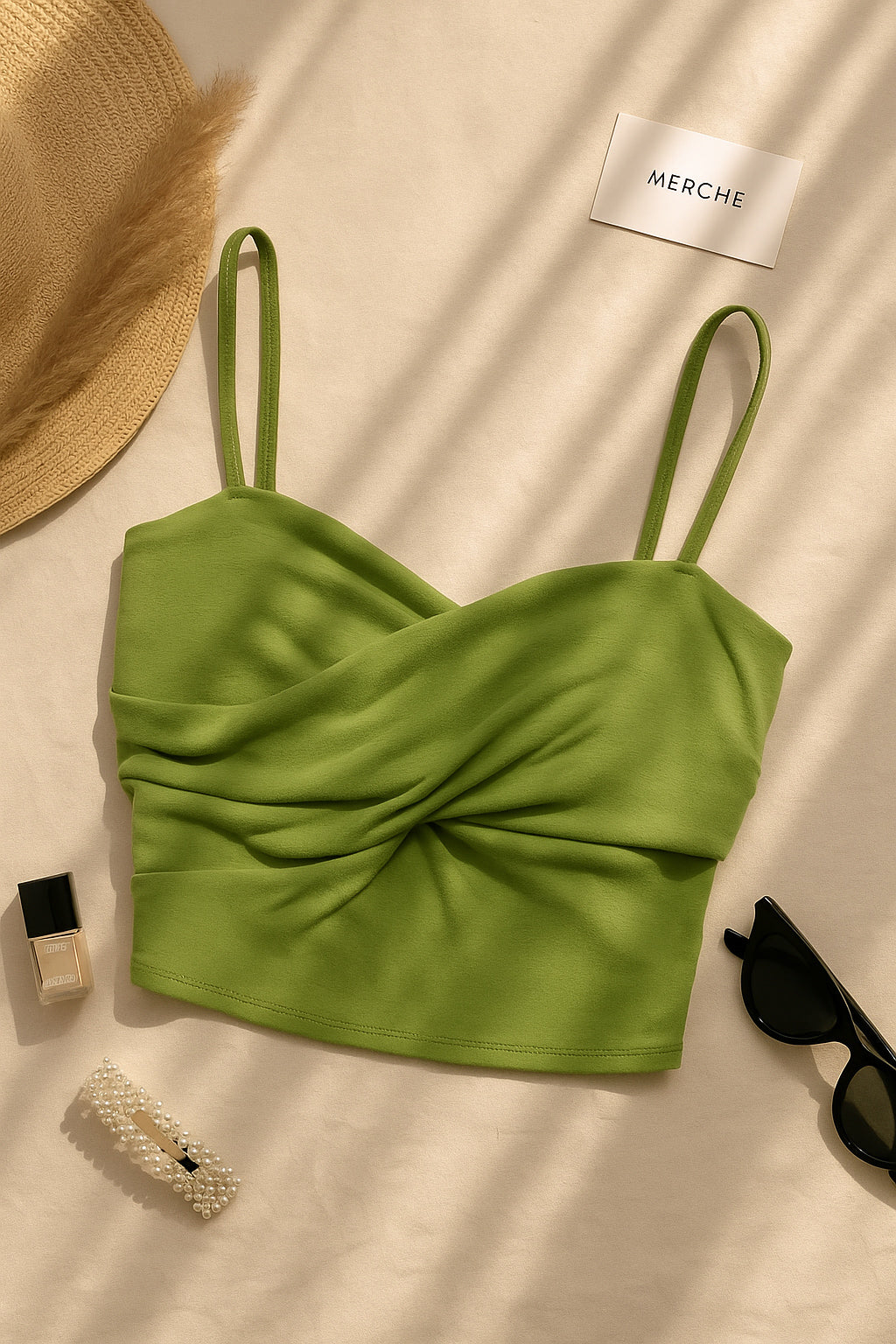 MAKE ME CRAZY PADDED GREEN CAMI TOP