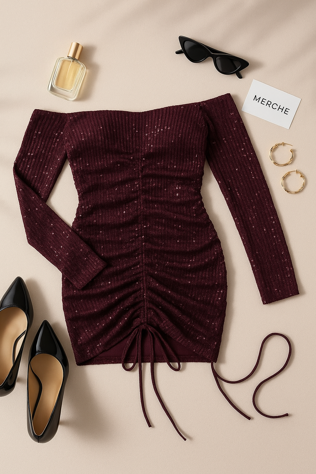 FIRE GIRL SEQUIN OFF-SHOULDER DRESS