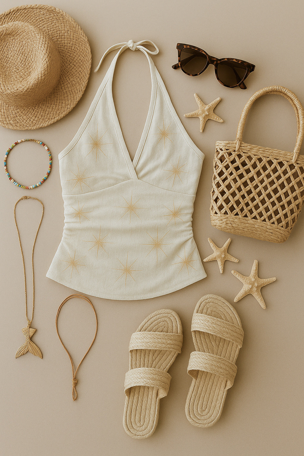 SUN DRENCHED LUXE HALTERNECK TOP