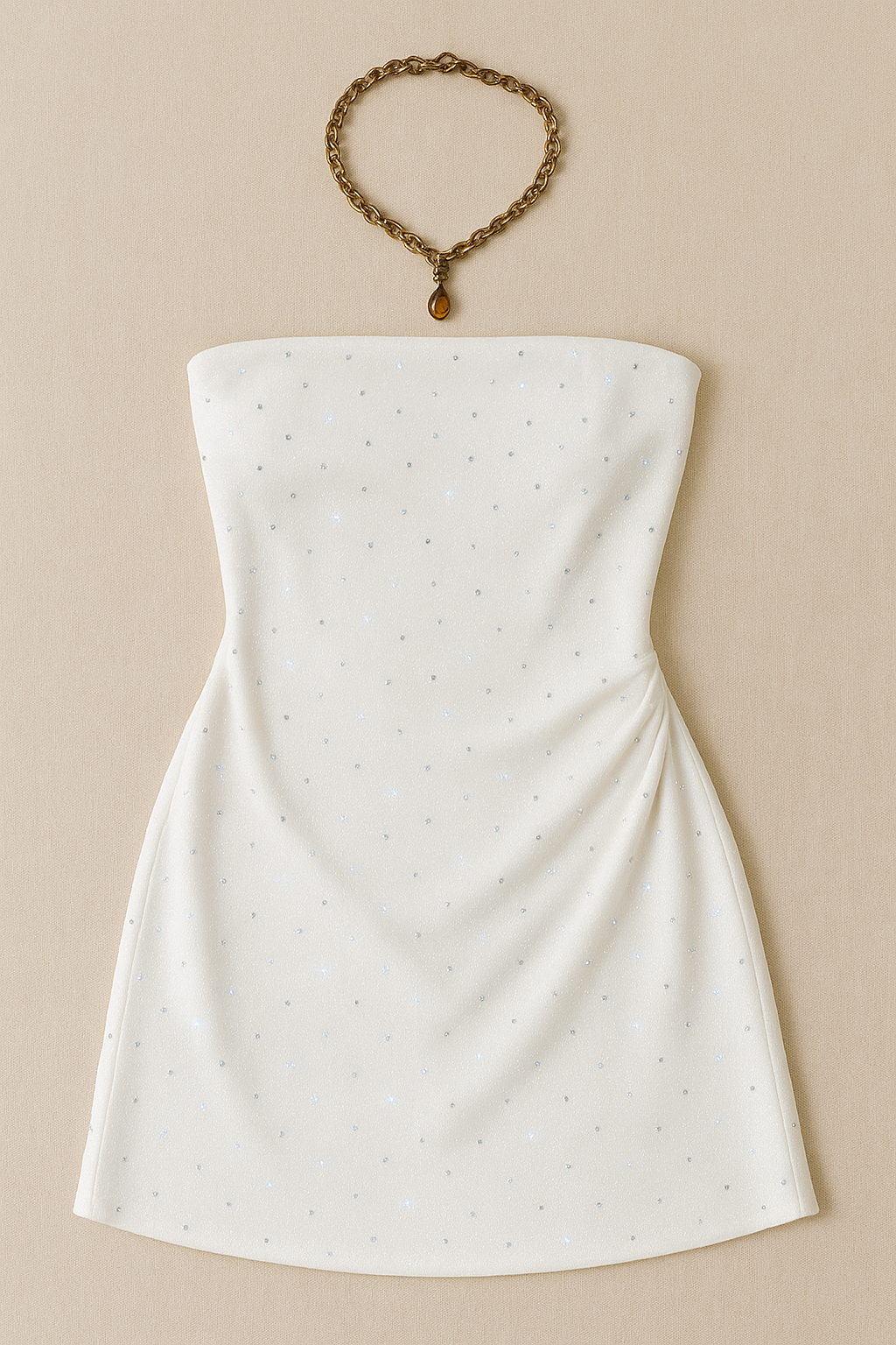 BUSY TONIGHT SHIMMER WHITE BANDEAU DRESS